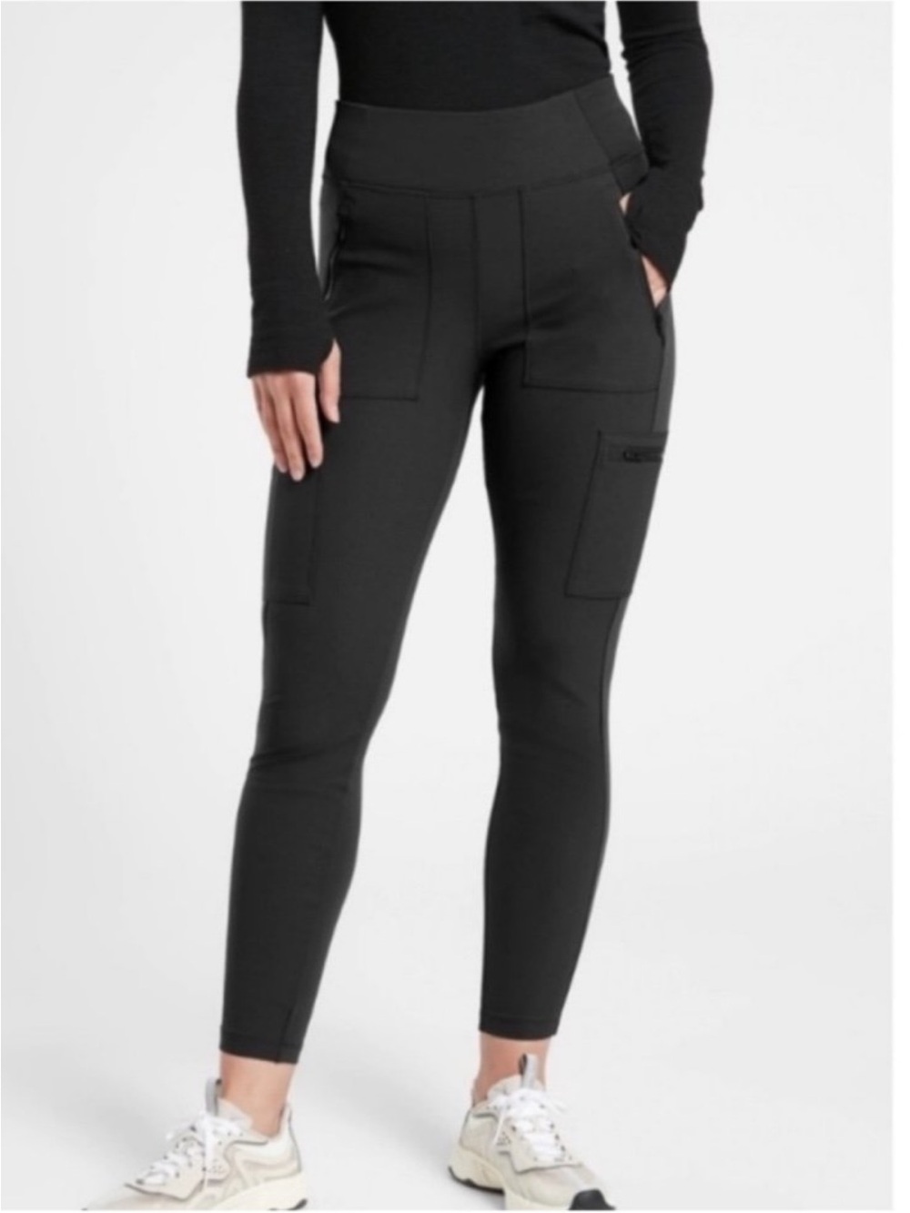Athleta Headlands Hybrid High Rise Cargo Legging Black Sz 2